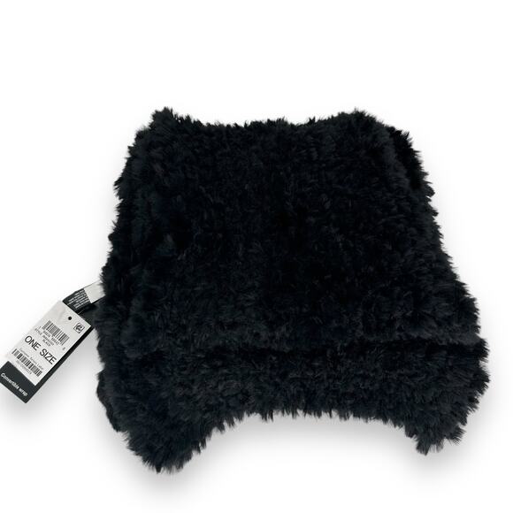 NEW INC International Concepts Fluffy Faux Fur Black Scarf Rectangle Stretch NWT - Picture 11 of 12